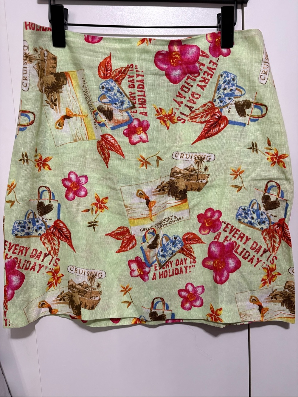 Dandy by Randi M. Floral Linen Mini Skirt in Mint & Pink